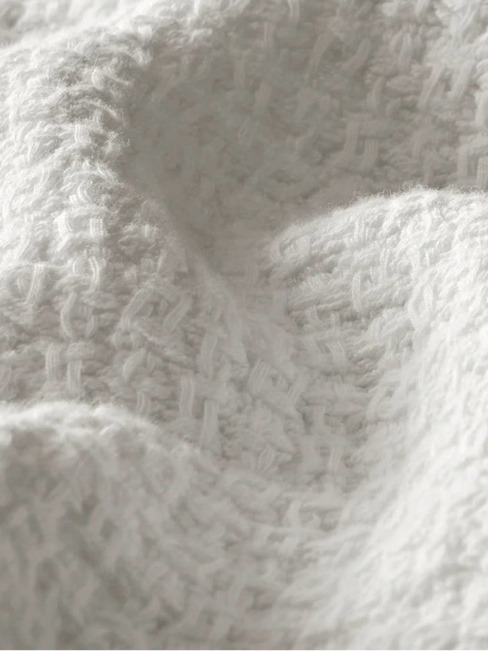 Boll & Branch Modern Crochet Bed Blanket White F/Q - Picture 2 of 6